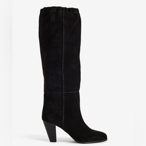 BNIB Brian Atwood x Express Suede Scrunched Knee High Boots 9.5 Black